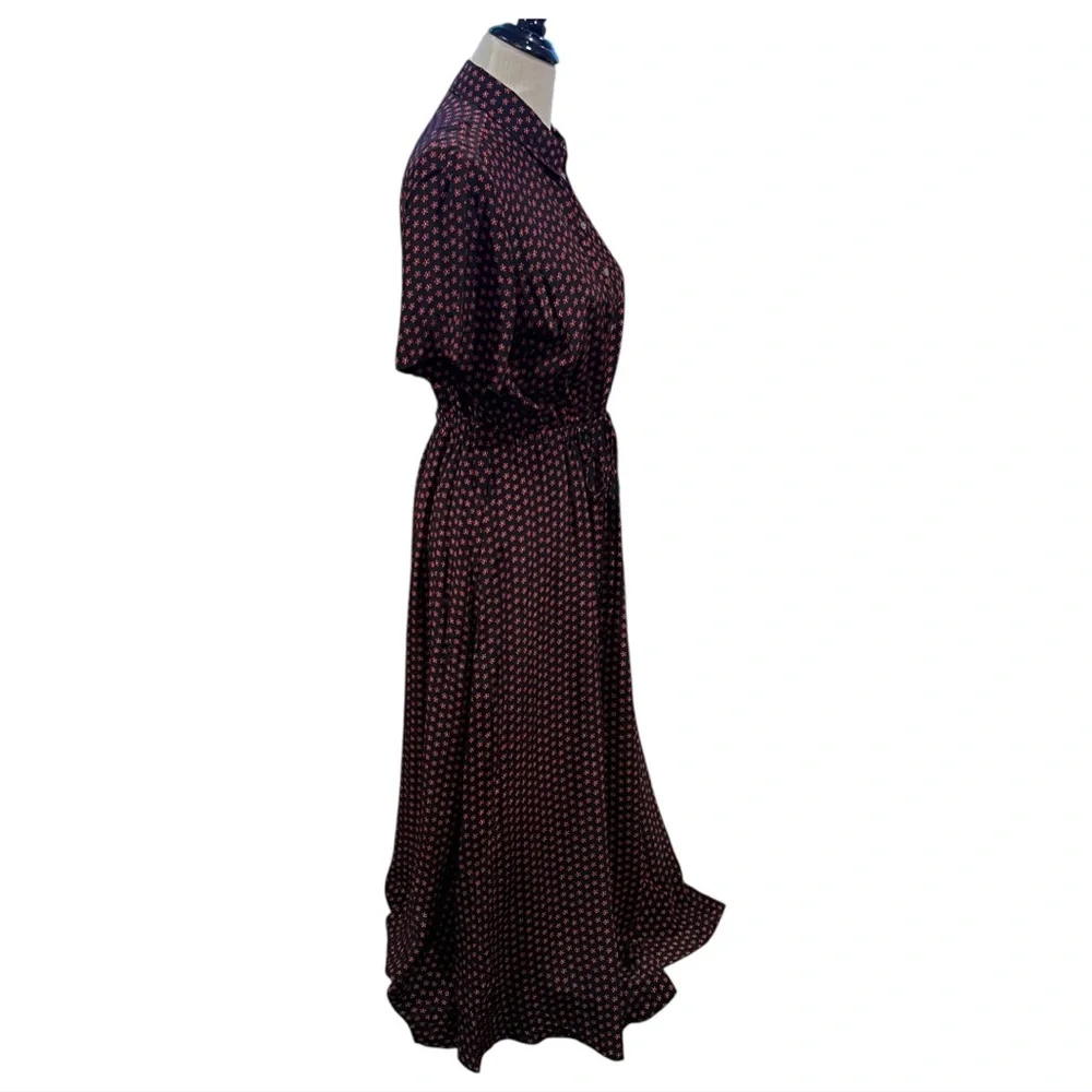 J. Crew Cerise Shirt Dress in Floral Crepe de Chine Size 10